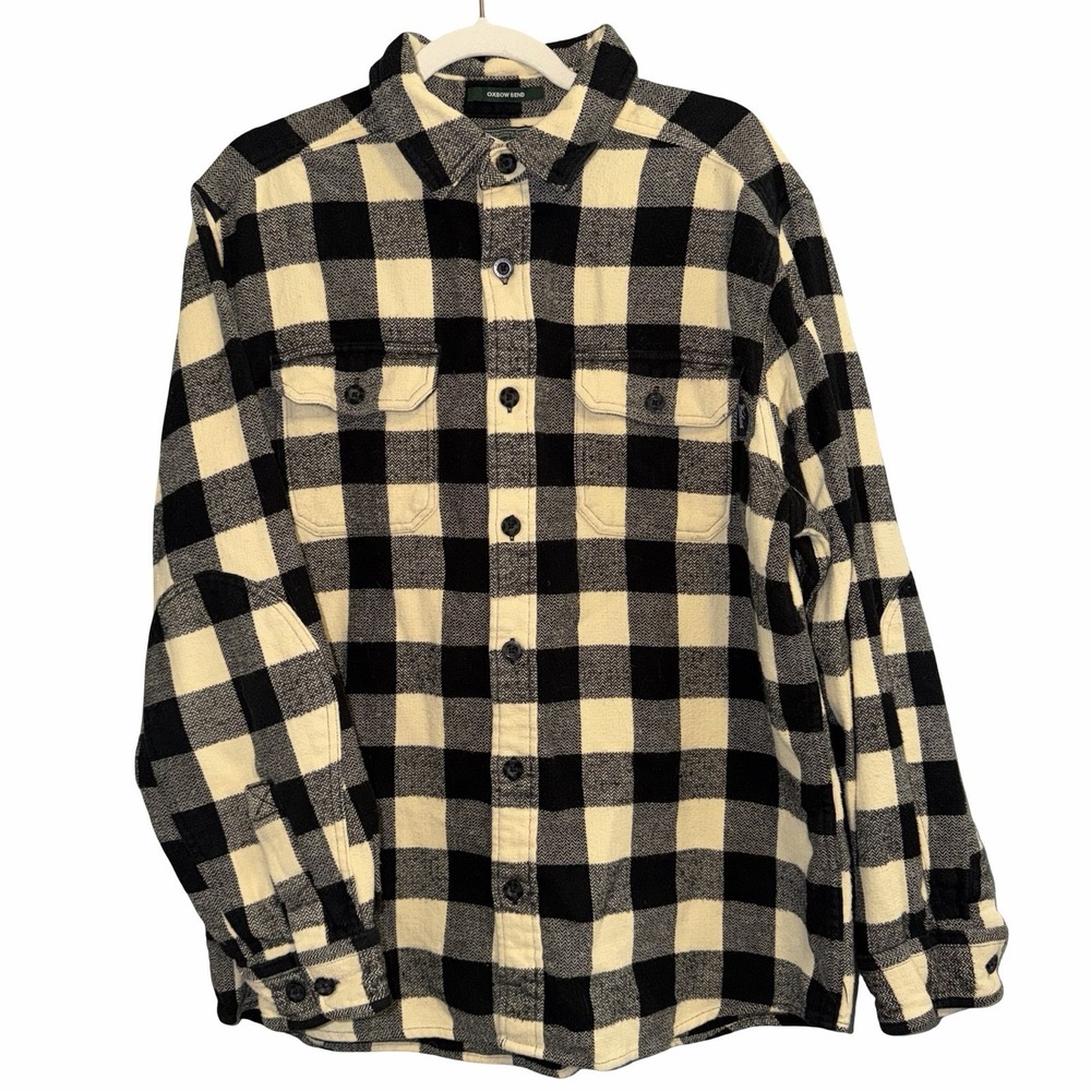 Woolrich Oxbow Bend Flannel Shirt in a black‎ and Cream buffalo check pattern L
